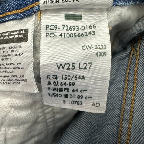 Levi's Ribcage Straight Ankle Distressed Raw Hem Button Fly Women's size 25 Jean - Picture 5 of 6